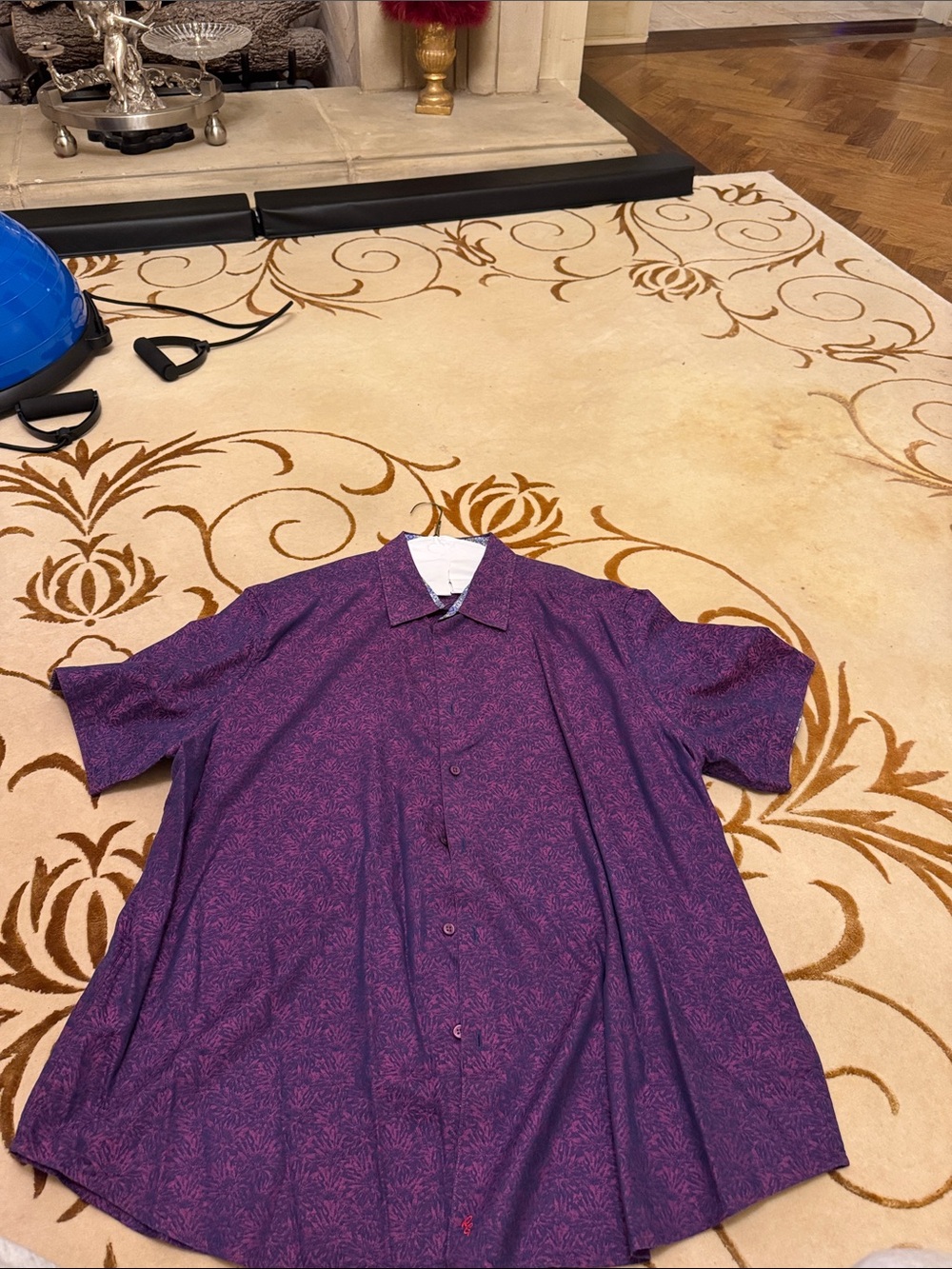 Robert Graham Purple Short-Sleeve Button-Up Dress Shirt